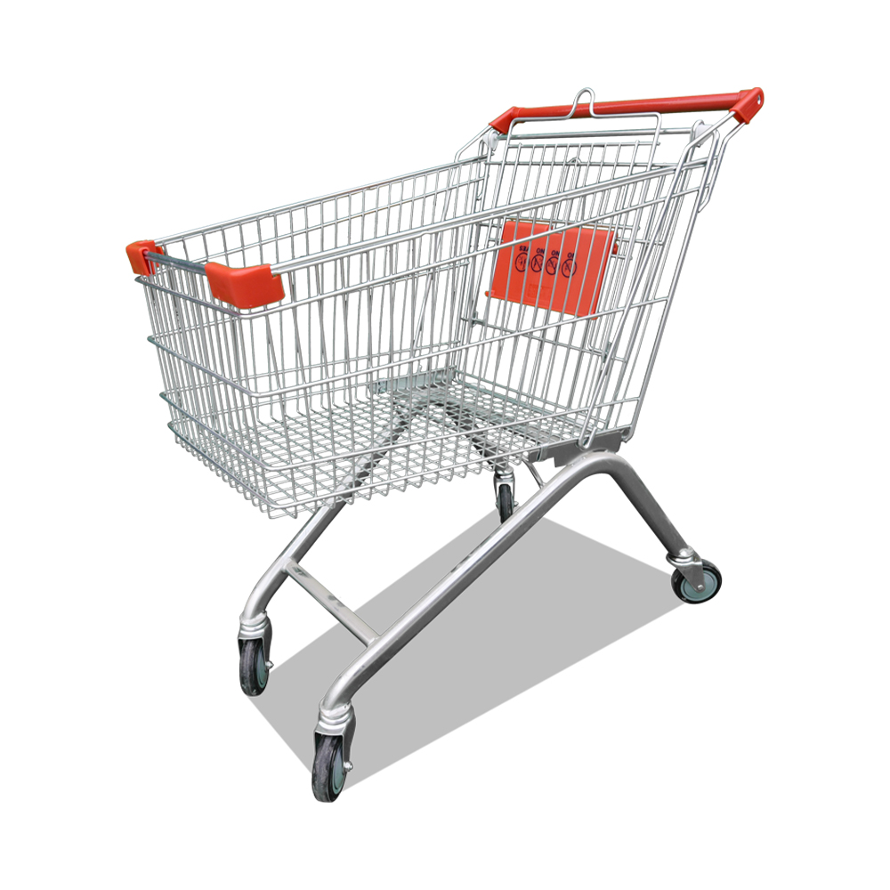 Supermarket Hand Push Shopping Cart 4 Wheels